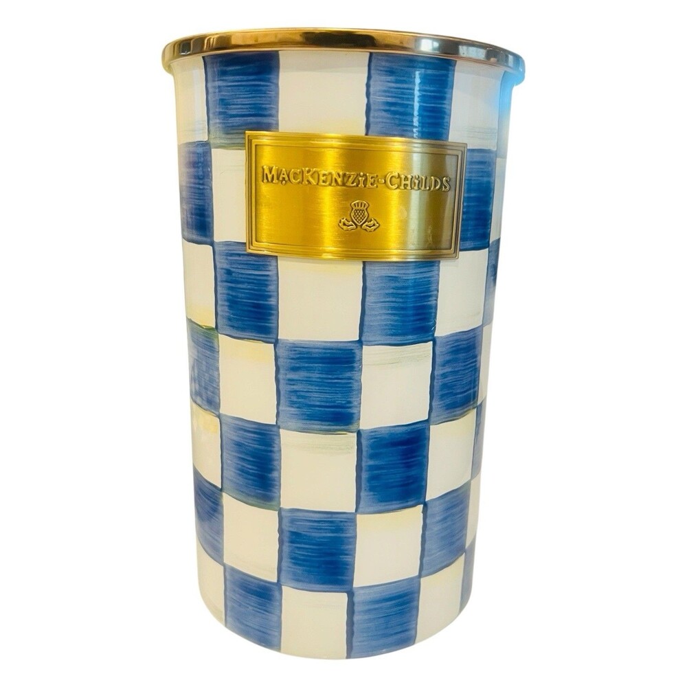 MACKENZIE-CHILDS Enamel Utensil Holder Royal Check